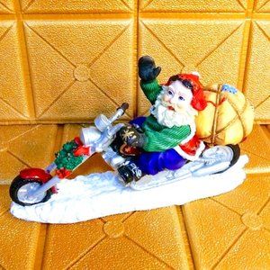 SANTA ON A MOTORCYCLE W/SACK OF GIFTS